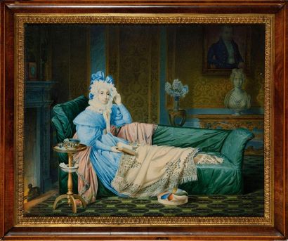 null Michel STAPLEAUX (1799-1881) Ecole Belge du XIXe siècle « La Reine Julie reposant...
