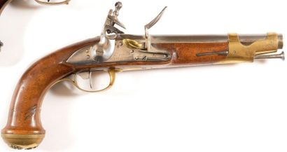 null Pistolet à silex de garde du corps du roi, deuxième modèle (1815). Canon rond,...