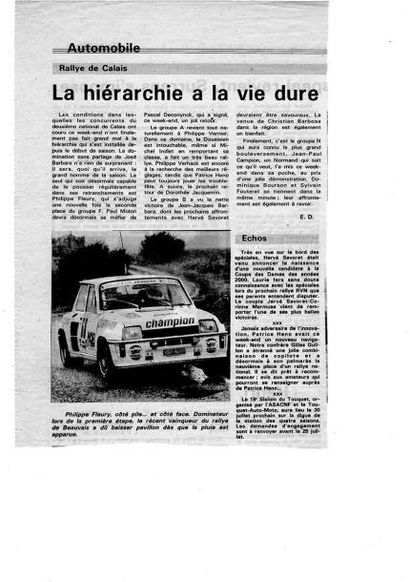 1980 RENAULT R5 TURBO SPECIFICITES « TOUR DE CORSE » Numéro de série B0000065 Carte...