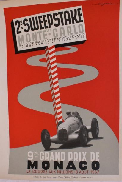 null Guy SERRE (XX -ème) « Sweepstake du G.P. de Monaco 1937 » Affiche lithographiée...