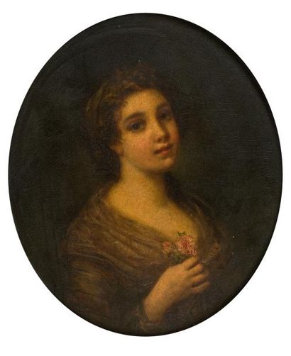 null Dans le goût de Jeanne -Philiberte LEDOUX (1767-1840) Portrait de jeune fille...