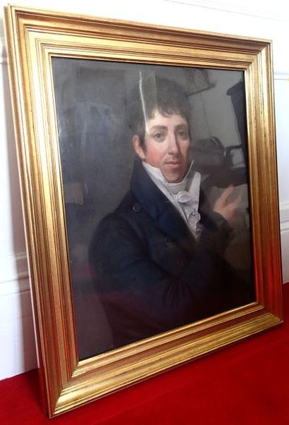 null Claude Fr. PETIT DE VILLENEUVE (1760-1824) Portrait d'homme Pastel signé et...