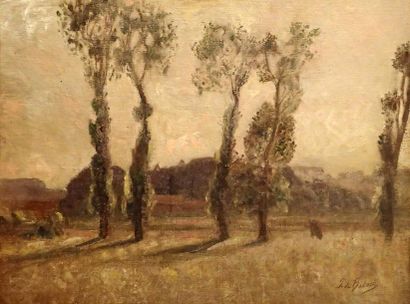 null Pierre Mitiffiot de BELAIR (1892-1956), attribué à Paysage Huile sur toile Porte...