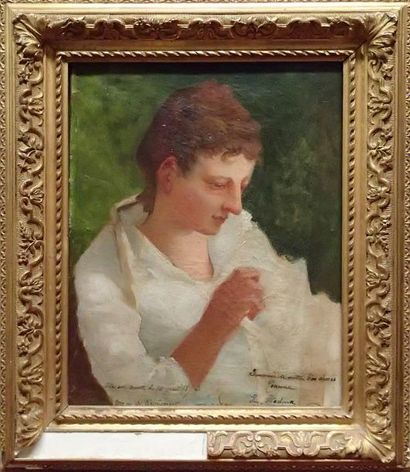 null Eugène LEDOUX (XIXème siècle) Portrait de jeune fille Huile sur toile Signée...