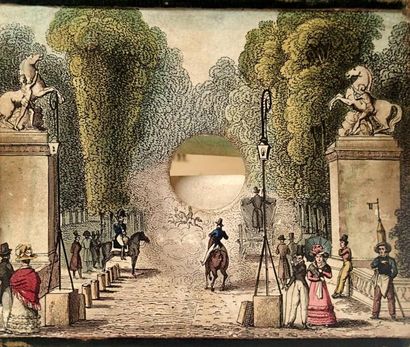 null VUE D’OPTIQUE PROMENADE DE LONGCHAMP. Optique n° 4. Paris, Gardet, vers 1845...