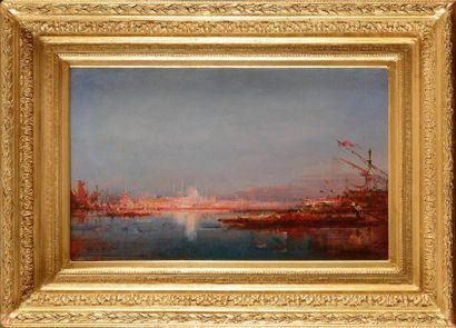 null Henri DUVIEUX (c.1855-1902) Vue de Constantinople Huile sur toile Signée en...