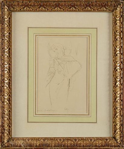 null Gustave MOREAU (1828-1898) Etude pour Jacob et l’Ange Plume et encre brune sur...