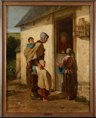 null Constant TROYON (1810-1865) Scène de vie paysanne Huile sur toile Signée en...