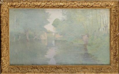 null Eugène CLARY (1856-1929) Les reflets sur la rivière Huile sur toile Signée en...