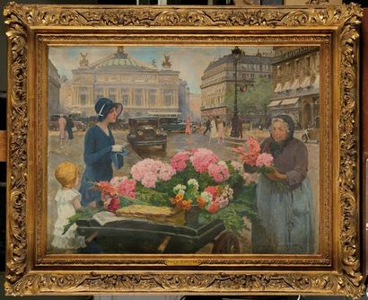 null Louis Marie DE SCHRYVER (1862-1942) La marchande de fleurs, avenue de l’Opéra...