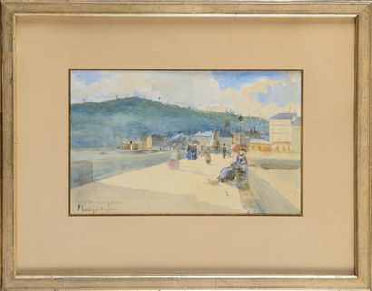 null Paul ROSSERT (1851-1918) Sortie du port de Honfleur Aquarelle Signée en bas...