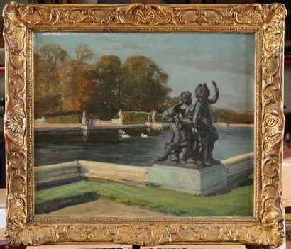 null Lucien JONAS (1880-1947) Grand bassin à Versailles, 1912 Huile sur toile Signée...