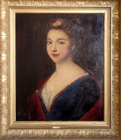 null ECOLE FRANCAISE du XIXème siècle Portrait de femme Huile sur toile 80 x 60 cm...