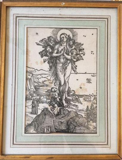 null Albrecht DURER (1471- 1528) L' ELEVATION DE SAINTE MARIE MADELEINE Gravure sur...