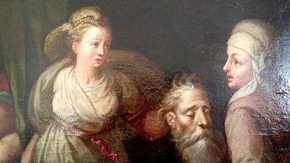 null ECOLE ITALIENNE Début XVIIIème siècle Judith et Holopherne Huile sur panneau...