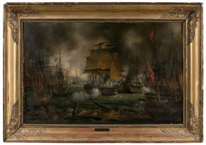null Attribué à Louis-Philippe CREPIN (1775-1848) La bataille de Navarin Sur sa toile...