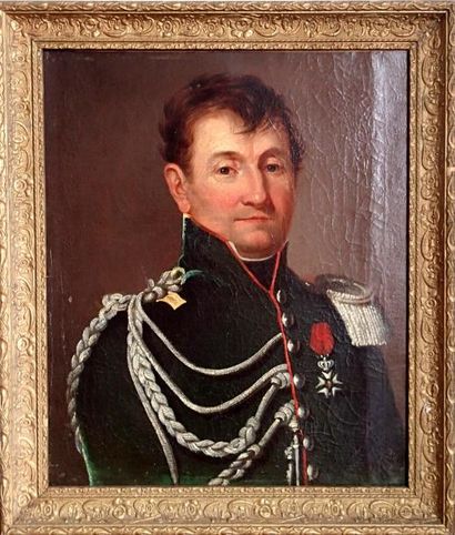 null ECOLE FRANCAISE XIXème siècle Portrait d'officier, Capitaine de la Garde Royale...