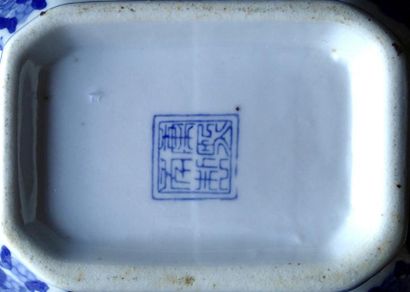 null CHINE Coupe en porcelaine bleu/blanc à décor de sages. Période Qing 6,5 x 18...