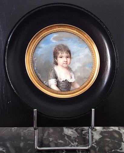 null Pierre BENARD (Actif à Paris entre 1795 et 1802) Jeune fille en buste vêtue...