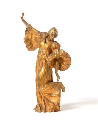 null Agathon LEONARD (1841-1923) "La danseuse au Cothurne " circa 1900 Sculpture...