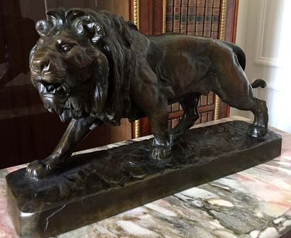 null Louis VIDAL dit "Vidal L'AVEUGLE" (1831-1892) Lion rugissant Bronze à patine...