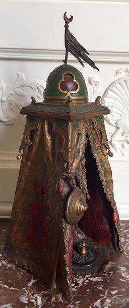 null Franz Xavier BERGMANN (1861-1936) Bronze de vienne formant lampe de table en...