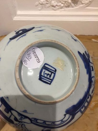 null CHINE ou VIETNAM Bol circulaire en porcelaine décorée en bleu sous couverte...