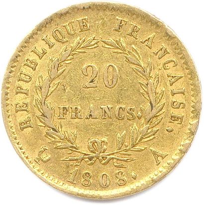 null NAPOLÉON Ier (1804-1814) 20 Francs or (tête laurée) 1808 Paris. (6,42 g) T....