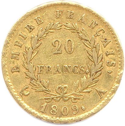 null NAPOLÉON Ier (1804-1814) 20 Francs or (tête laurée) 1809 Paris. (6,42 g) T....