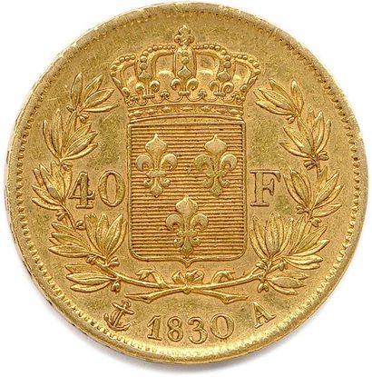 null CHARLES X (1824-1830) 40 Francs or 1830 Paris. (12,87 g) Traces du laminoir...