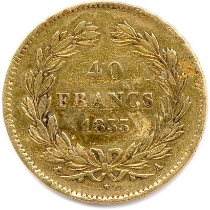 null LOUIS PHILIPPE Ier (1830-1848) 40 Francs or 1833 Paris. (12,82 g) Traces de...