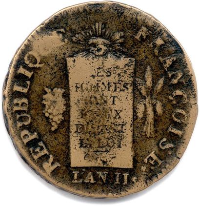 null CONVENTION (1792-1795) 

2 Sols aux Balances en métal de cloche daté an II –...