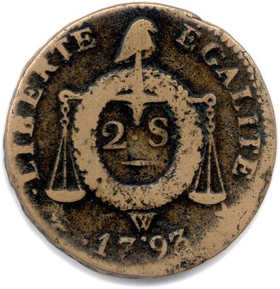 null CONVENTION (1792-1795) 

2 Sols aux Balances en métal de cloche daté an II –...