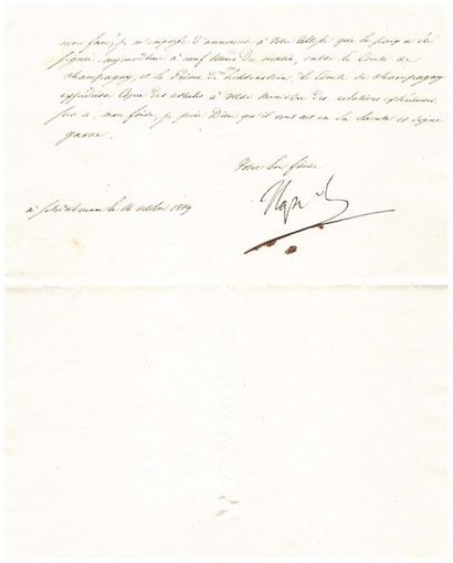 null Napoleon Bonaparte. 1769-1821. Empereur des Français. Lettre signée « Napol...