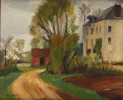 null Charles KVAPIL (1884-1957) Maison à la campagne Huile sur toile Signée et datée...