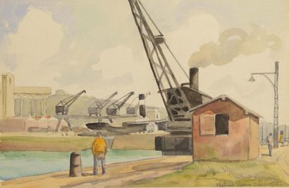 null Paul Emile PISSARRO (1884-1972) Le port de Dieppe Crayon noir, aquarelle Signé,...
