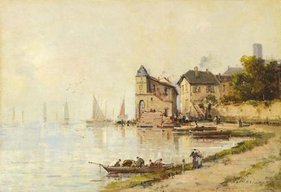 null Gustave MASCART (1834-1914) Port du Nord Huile sur toile (rentoilage à la cire)...