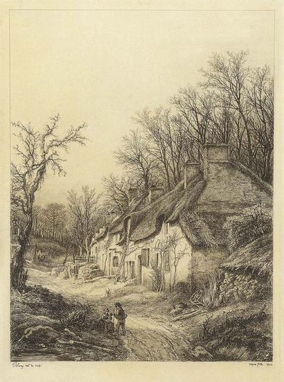 null Eugène BLÉRY (1805-1887) Chaumière à l'orée du bois, 1840 Eau-forte 25,5 x 19...