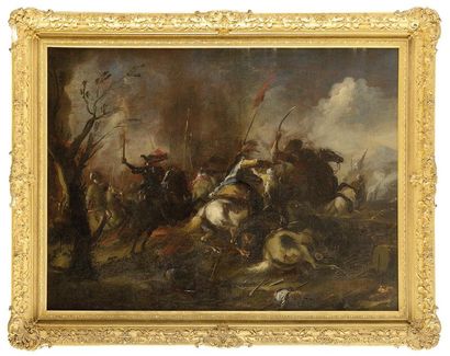 null Attribué à Jacques COURTOIS dit le BOURGUIGNON (1621-1676) Choc de cavalerie...