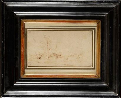 Théodore ROUSSEAU (1812-1867) Paysage aux arbres 

Plume et encre brune 

Cachet...