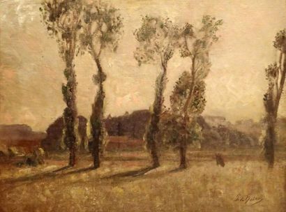 Pierre Mitiffiot de BELAIR (1892-1956), attribué à Paysage 

Huile sur toile 

Porte...