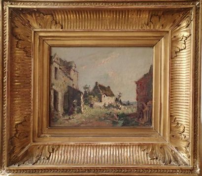 Léon DUVAL-GOZLAN (1853-1941) Chaumières 

Huile sur toile 

Signée en bas à droite...