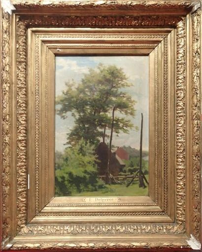 Émile DELPERÉE (1850-1896) Chaumière dans un paysage boisé 

Huile sur toile 

Signée...