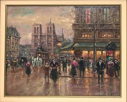 null EMILE BOYER (1877-1948) Notre-Dame de Paris Huile sur toile Signée en bas à...