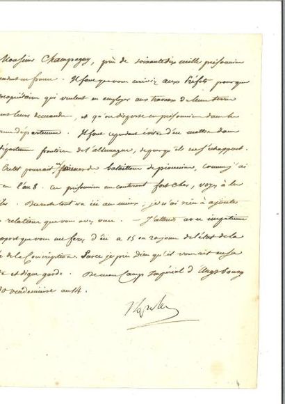 null NAPOLÉON Ier. Lettre signée « Napoleo » au ministre de l'Intérieur Jean-Baptiste...