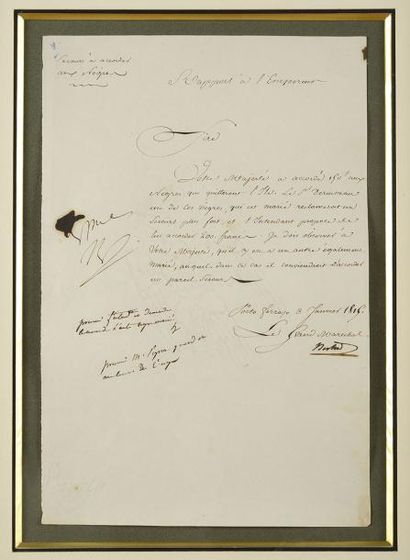 null NAPOLÉON Ier. Apostille autographe signée « Np » (janvier 1815, UN MOT) sur...
