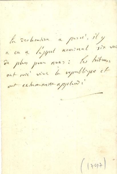 null TALLEYRAND (Charles-Maurice de). Lettre autographe [à Paul BARRAS]. [Paris,...