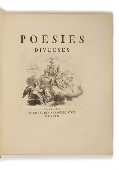 null [FRÉDÉRIC II]. Poésies Diverses. Berlin : Chrétien Frédéric Voss, 1760. — In-4,...