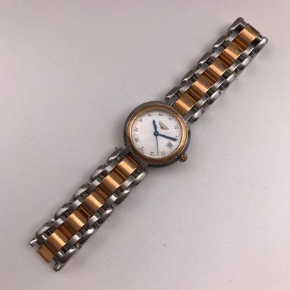 null A stainless steel and yellow gold plated lady's wristwatch by LONGINES model...