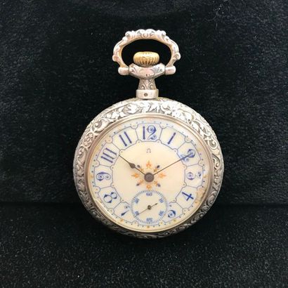 null A silver pocket watch by Omega.
Poids brut : 101,8 g
Diamètre : 51 mm